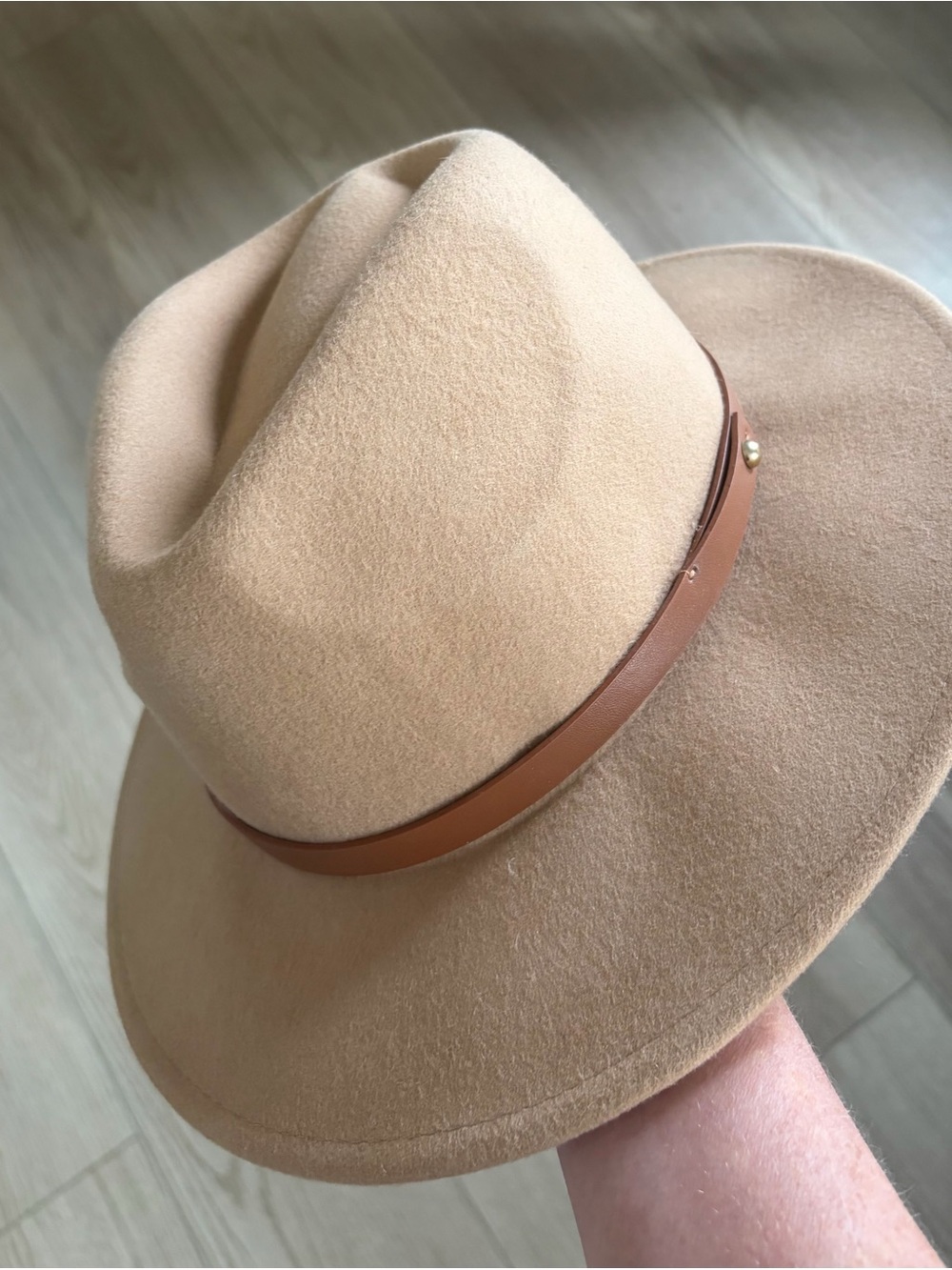 Anthropologie 100% Wool Blush Beige Fedora Hat